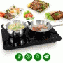 Pyle - PKSTIND48 , Kitchen & Cooking , Cooktops & Griddles , Electric Induction Cooktop - Digital Kitchen Countertop Hot Plate Burners with Adjustable Temperature Control, Ceramic Glass (Dual Zone)