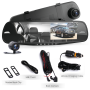 Pyle - PLCMDVR49 , On the Road , Rearview Backup Cameras - Dash Cams , HD 720p DVR Rearview Mirror Dash Cam Kit - Dual Camera Vehicle Video Recording System with Waterproof Backup Cam, 4.3’’ -inch Display