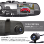 Pyle - PLCMDVR49 , On the Road , Rearview Backup Cameras - Dash Cams , HD 1080p DVR Rearview Mirror Dash Cam Kit - Dual Camera Vehicle Video Recording System with Waterproof Backup Cam, 4.3’’ -inch Display