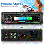 Pyle - PLMRB38B , On the Road , Headunits - Stereo Receivers , Marine Stereo Receiver Power Amplifier - AM/FM/MP3/USB/AUX/SD Card Reader Marine Stereo Receiver, Single DIN, 30 Preset Memory Stations, LCD Display with Remote Control