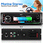 Pyle - PLMRK47BK , On the Road , Headunits - Stereo Receivers , Marine Stereo Receiver Speaker Kit AM/FM/MP3/USB/AUX/SD Card Reader, Single DIN, 30 Preset Memory Stations, 2 Speakers LCD Display with Remote Control