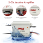 Pyle - UPLMRMB2CW , Marine and Waterproof , Vehicle Amplifiers , Bluetooth Marine Amplifier Kit, 2-Ch. Waterproof Audio Power Amp System