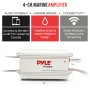 Pyle - UPLMRMB4CW , Marine and Waterproof , Vehicle Amplifiers , Bluetooth Marine Amplifier Kit, 4-Ch. Waterproof Audio Power Amp System