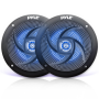 Pyle - plmrs53bl , On the Road , Vehicle Speakers , Waterproof Rated Marine Speakers, Low-Profile Slim Style Speaker Pair with Built-in LED Lights, 5.25