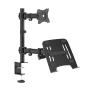 Pyle - PLTLSTND23 , Musical Instruments , Mounts - Stands - Holders , Sound and Recording , Mounts - Stands - Holders , Universal Dual Device Stand, Laptop & TV Monitor Screen Mount (Adjustable Rotation, Tilt, Swivel, Extending Arms)