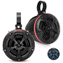 Pyle - PLUTV48KBTR , On the Road , Vehicle Speakers , 4’’ Waterproof Rated Off-Road RGB Speakers- Compact Dual Vehicle Speaker System w/ Amplified Wireless BT Remote Control Receiver, for ATV, UTV, 4x4, Jeep, Powersports Vehicles