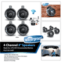 Pyle - PLUTVA104BT , On the Road , Motorcycle and Off-Road Speakers , 4 Channel Waterproof Bluetooth Wakeboard 4