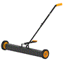 Pyle - PMCSR36 , Sports and Outdoors , Gardening - Landscaping , 36” Inches Heavy-Duty Magnetic Sweeper with Wheels - Strong and Durable Metal Construction, High-Efficiency Cleaning for Industrial and Commercial Use (Black and Orange)