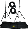 Pyle - PMDK101 , Musical Instruments , Mounts - Stands - Holders , Sound and Recording , Mounts - Stands - Holders , Stage & Studio DJ Speaker Stand Kit - Pro Audio PA Loudspeaker Stands & Audio Cable, Storage Bag (Speak-On Connector)