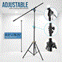 Pyle - PMKS56 , Musical Instruments , Mounts - Stands - Holders , Sound and Recording , Mounts - Stands - Holders , Heavy-Duty Tripod Boom Microphone Mic Stand - Height Adjustable & Boom Extendable Mic Stand with T-Bar Adjustment Point