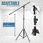 Pyle - PMKS56X2 , Musical Instruments , Mounts - Stands - Holders , Sound and Recording , Mounts - Stands - Holders , 2 Pcs. Heavy-Duty Tripod Boom Microphone Stand - Height Adjustable and Boom Extendable Mic Stand