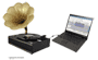 Pyle - PNGTT1B , Sound and Recording , Turntables - Phonographs , Classic Horn Phonograph/Turntable With USB-To-PC Connection And Aux-In (Black)