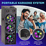 Pyle - PPHP1033B , Sound and Recording , PA Loudspeakers - Cabinet Speakers , 3x10” Portable Bluetooth PA Karaoke Speaker System - Karaoke Speaker with LED Lights, USB/Micro SD/FM/BT/Aux/Remote Control/Mic Inputs, With Wheels & Handle Bar (1600 Watt)