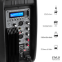 Pyle - PPHP103MU , Sound and Recording , PA Loudspeakers - Cabinet Speakers , Loudspeaker PA Molded Cabinet Speaker System, Active Powered 2-Way Stereo Sound, Recording Ability, USB/SD, Aux Input (10