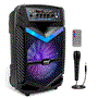 Pyle - PPHP1042B , Sound and Recording , PA Loudspeakers - Cabinet Speakers , 10’’ Bluetooth Portable PA Speaker - Portable PA & Karaoke Party Audio Speaker with Built-in Rechargeable Battery, Flashing Party Lights, MP3/USB/ /FM Radio (600 Watt MAX)