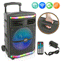 Pyle - PPHP1044B , Sound and Recording , PA Loudspeakers - Cabinet Speakers , Bluetooth PA Speaker System - Portable Indoor / Outdoor Loudspeaker with Rechargeable Battery, Flashing Party Lights, MP3/USB/Micro SD Readers, FM Radio (10’’ Subwoofer, 600 Watt)