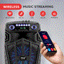 Pyle - PPHP122NSM , Sound and Recording , PA Loudspeakers - Cabinet Speakers , 12’’ Bluetooth Portable PA Speaker - Portable PA & Karaoke Party Audio Speaker with wireless microphone, with speaker stand, with Built-in Rechargeable Battery, Flashing Party Lights, MP3/USB/ /FM Radio