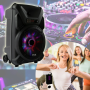 Pyle - AZPPHP126WMU , Sound and Recording , PA Loudspeakers - Cabinet Speakers , Portable PA Speaker & Microphone System, Bluetooth Wireless Streaming, Built-in Rechargeable Battery, Dancing LED Party Lights (Includes Wired & Headset Mics)