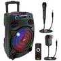 Pyle - PPHP127B , Sound and Recording , PA Loudspeakers - Cabinet Speakers , 12’’ Bluetooth Portable PA Speaker - Portable PA & Karaoke Party Audio Speaker with wired microphone, with Built-in Rechargeable Battery, Flashing Party Lights, MP3/USB/ /FM Radio (800 Watt MAX)