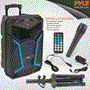 Pyle - PPHP152SM , Sound and Recording , PA Loudspeakers - Cabinet Speakers , Bluetooth PA Speaker & Microphone System - Portable Karaoke Speaker with Wired Mic, Built-in LED Party Lights, FM Radio, MP3/USB/Micro SD Readers, Speaker Stand (15’’ Subwoofer, 1200 Watt MAX)