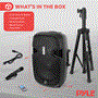 Pyle - PPHP155ST , Sound and Recording , PA Loudspeakers - Cabinet Speakers , Bluetooth Active-Powered Loudspeaker Cabinet Kit - Wireless Music Streaming PA Speaker System, FM Stereo Radio, USB/SD Readers, Includes Speaker Stand, Wired Microphone (15