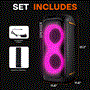 Pyle - PPHP26BL , Home and Office , PA Loudspeakers - Cabinet Speakers , Compact BT PA Party Speaker System - Two-Way Speaker Karaoke Machine with Built-in Rechargeable Battery, Mic Priority, TWS Function, Mic Input, USB/ Micro SD/ BT/ FM Radio, Mic Volume Control, and Flashing Party Lights, 160W