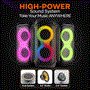 Pyle - PPHP26BL , Home and Office , PA Loudspeakers - Cabinet Speakers , Compact BT PA Party Speaker System - Two-Way Speaker Karaoke Machine with Built-in Rechargeable Battery, Mic Priority, TWS Function, Mic Input, USB/ Micro SD/ BT/ FM Radio, Mic Volume Control, and Flashing Party Lights, 160W