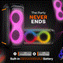 Pyle - PPHP26BL , Home and Office , PA Loudspeakers - Cabinet Speakers , Compact BT PA Party Speaker System - Two-Way Speaker Karaoke Machine with Built-in Rechargeable Battery, Mic Priority, TWS Function, Mic Input, USB/ Micro SD/ BT/ FM Radio, Mic Volume Control, and Flashing Party Lights, 160W
