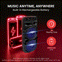 Pyle - PPHP2835B , Sound and Recording , PA Loudspeakers - Cabinet Speakers , Dual 8’’ Bluetooth Portable PA Speaker - Portable PA & Karaoke Party Audio Speaker with Built-in Rechargeable Battery, Flashing Party Lights, MP3/USB/ /FM Radio (600 Watt MAX)