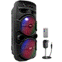 Pyle - PPHP2835B , Sound and Recording , PA Loudspeakers - Cabinet Speakers , Dual 8’’ Bluetooth Portable PA Speaker - Portable PA & Karaoke Party Audio Speaker with Built-in Rechargeable Battery, Flashing Party Lights, MP3/USB/ /FM Radio (600 Watt MAX)