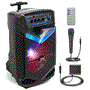 Pyle - PPHP842B , Sound and Recording , PA Loudspeakers - Cabinet Speakers , 8’’ Bluetooth Portable PA Speaker - Portable PA & Karaoke Party Audio Speaker with Built-in Rechargeable Battery, Flashing Party Lights, MP3/USB/ /FM Radio (400 Watt MAX)