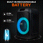 Pyle - PPHP8496 , Home and Office , PA Loudspeakers - Cabinet Speakers , Portable BT Party Speaker with Built-in Rechargeable Battery, TWS Function, Mic Input, Mic Echo Control, Bass and Treble Control, USB/ Micro SD/ BT/ FM Radio, and Color-Changing Ring Lights, 100W