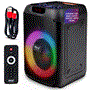 Pyle - PPHP8496 , Home and Office , PA Loudspeakers - Cabinet Speakers , Portable BT Party Speaker with Built-in Rechargeable Battery, TWS Function, Mic Input, Mic Echo Control, Bass and Treble Control, USB/ Micro SD/ BT/ FM Radio, and Color-Changing Ring Lights, 100W