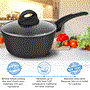 Pyle - PRTNCCW12SP , Parts , Saucepan Pot with Lid - Non-Stick Stylish Kitchen Cookware with Metallic Ridge-Line Pattern, 1.5 Quart (Works with Model: NCCW12S)