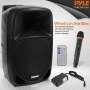 Pyle - PSBT105A , Sound and Recording , PA Loudspeakers - Cabinet Speakers , Bluetooth PA Speaker with Wireless Microphone - Portable Karaoke Speaker System with Built-in Rechargeable Battery, MP3/USB/SD, UHF Wireless Mic (10’’ Subwoofer, 1000 Watt)