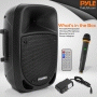 Pyle - PSBT85A , Sound and Recording , PA Loudspeakers - Cabinet Speakers , Bluetooth PA Speaker with Wireless Microphone - Portable Karaoke Speaker System with Built-in Rechargeable Battery, MP3/USB/SD, UHF Wireless Mic (8’’ Subwoofer, 800 Watt)
