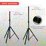 Pyle - PSTND2 , Musical Instruments , Mounts - Stands - Holders , Sound and Recording , Mounts - Stands - Holders , Universal Tripod Speaker Stand Mount Holder, Height Adjustable, 6