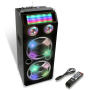 Pyle - PSUFM1035A , Sound and Recording , PA Loudspeakers - Cabinet Speakers , 1000 Watt Disco Jam Powered Two-Way Bluetooth Speaker System w/ Flashing DJ Lights, USB/SD Card Readers, FM Radio, 3.5mm AUX Input, Graphic EQ & USB Charge Port