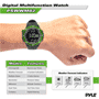 Pyle - PSWWM82GN , Sports and Outdoors , Watches , Gadgets and Handheld , Watches , Digital Multifunction Active Sports Watch with Altimeter, Barometer, Chronograph, Compass, Count-Down Timer, Measuring & Weather Forecast Modes (Green)