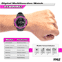 Pyle - PSWWM82PN , Sports and Outdoors , Watches , Gadgets and Handheld , Watches , Digital Multifunction Active Sports Watch with Altimeter, Barometer, Chronograph, Compass, Count-Down Timer, Measuring & Weather Forecast Modes (Pink)