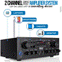 Pyle - PTA24BT , Sound and Recording , Amplifiers - Receivers , Compact Bluetooth Home Audio Amplifier - 2-Ch. Audio Source Stereo Receiver System with FM Radio, MP3/USB/SD/AUX Playback (250 Watt)