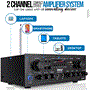 Pyle - pta24bt , Sound and Recording , Amplifiers - Receivers , Compact Bluetooth Home Audio Amplifier - 2-Ch. Audio Source Stereo Receiver System with FM Radio, MP3/USB/SD/AUX Playback (250 Watt)