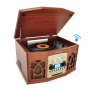 Pyle - PTCDS7UBTBW , Musical Instruments , Turntables - Phonographs , Sound and Recording , Turntables - Phonographs , Vintage Classic-Style Bluetooth Turntable Record Player with Vinyl-to-MP3 Recording Ability, CD Player, AM/FM Radio