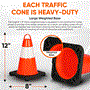 Pyle - PTCN12X6 , On the Road , Safety Barriers , 12" PVC Cone - 6 Pieces High Visibility Structurally Stable for Traffic, Parking, and Construction Safety (Orange)