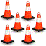 Pyle - PTCN12X6 , On the Road , Safety Barriers , 12" PVC Cone - 6 Pieces High Visibility Structurally Stable for Traffic, Parking, and Construction Safety (Orange)
