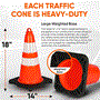 Pyle - PTCN18X6 , On the Road , Safety Barriers , 18" PVC Cone - 6 Pieces High Visibility Structurally Stable for Traffic, Parking, and Construction Safety (Orange)