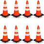 Pyle - PTCN18X8 , On the Road , Safety Barriers , 18" PVC Cone - 8 Pieces High Visibility Structurally Stable for Traffic, Parking, and Construction Safety (Orange)