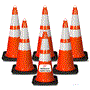 Pyle - PTCN28X6.5 , On the Road , Safety Barriers , 28" PVC Cone - 6 Pieces High Visibility Structurally Stable for Traffic, Parking, and Construction Safety (Orange)