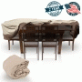 Pyle - PVCTBLCH42 , Marine and Waterproof , Protective Storage Covers , On the Road , Protective Storage Covers , Armor Shield Patio Table & Chair Set Cover Fits Rectangular/Oval Table & 6 Standard Chairs Upto 108