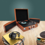 Pyle - PVTTBT8BK , Sound and Recording , Turntables - Phonographs , Bluetooth Classic Vinyl Record Player Turntable with Vinyl to MP3 Recording, Aux Input, RCA Output, Built-in Rechargeable Battery & Fold-Out Speakers